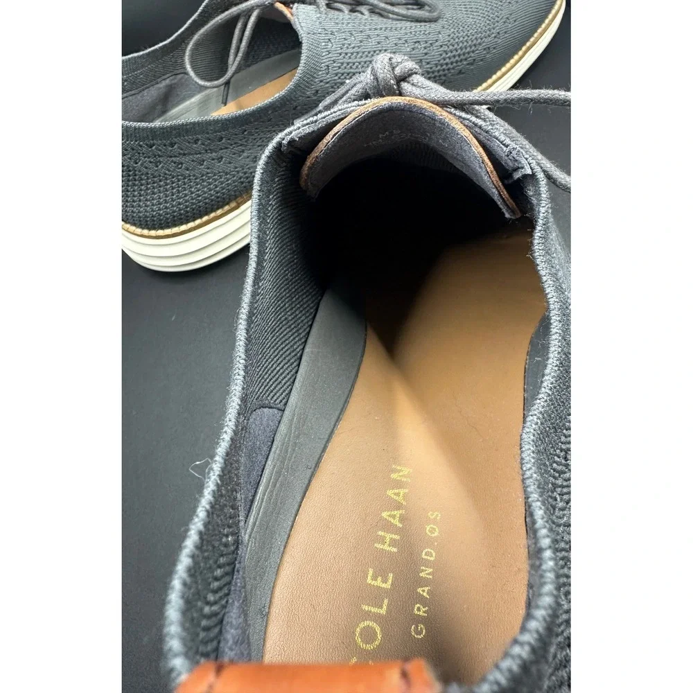Cole Haan Mens Grand.OS Stitchlite Knit Wingtip Oxford Shoes Grey Size 12M